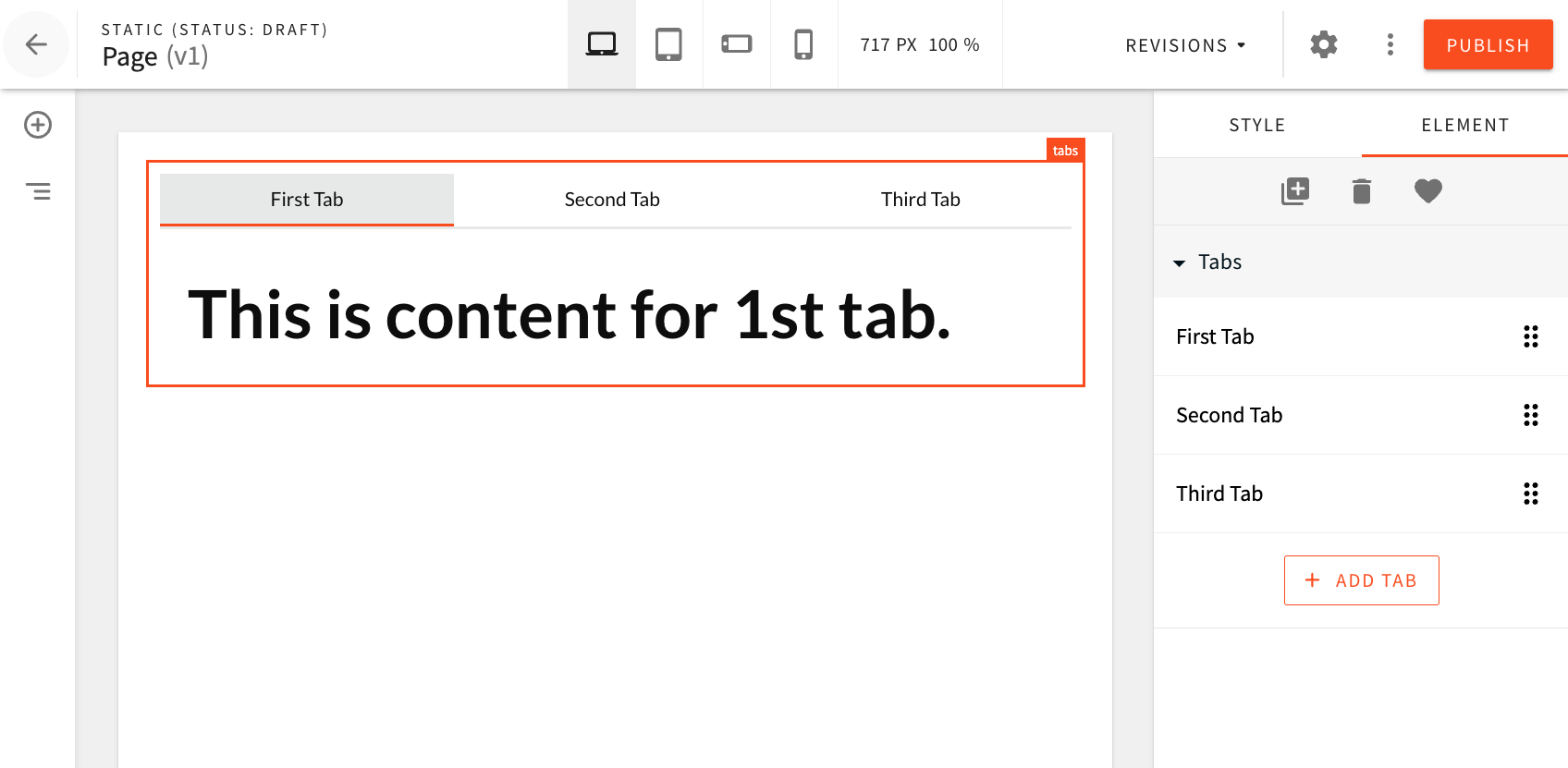 Tabs Page Element